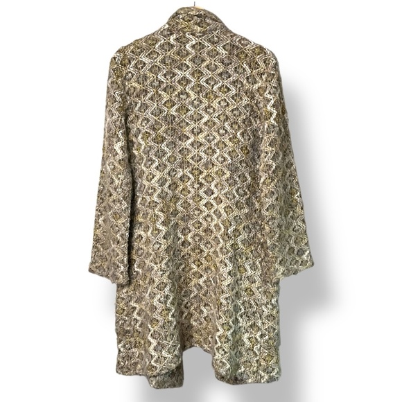 LINDA LUNDSTROM Vintage Open Front Cardigan Coatigan Wool Blend w/ Pockets - Picture 3 of 9